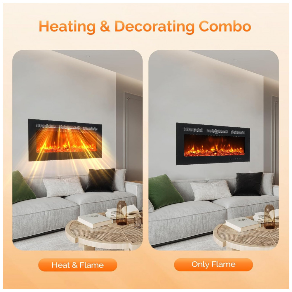 Lareira Elétrica Bonnlo 91x47cm 1500W WiFi Alexa 12 Cores Embutir 110V