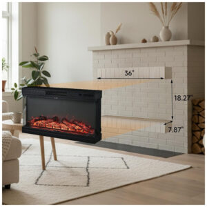 Lareira Elétrica VINGLI 61x46cm 1400W 6 Cores LED Timer Embutir 110V