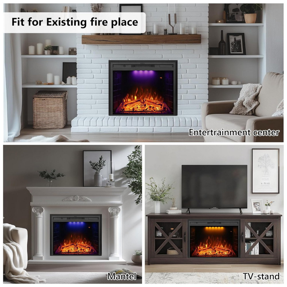 Lareira Elétrica Dreamflame 84x63cm 1500W LED Som Embutir 110V