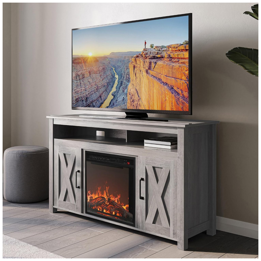 Lareira Elétrica Belleze 121x75cm 1400W Rack TV Infravermelho Console 110V