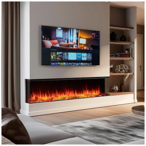 Lareira Elétrica Legend Flame 180x50cm 1500W Chamas 9 Cores Alexa Embutir 110V