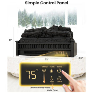 Lareira Elétrica AIRMATE 56x28cm 1500W Chamas LED Timer Portátil 110V