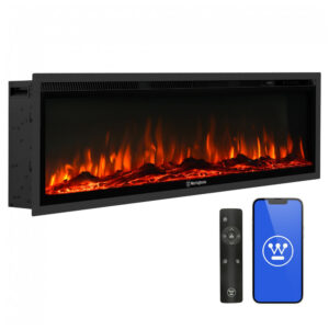 Lareira Elétrica Westinghouse 127x40cm 1500W WiFi Alexa 144 Cores Embutir 110V