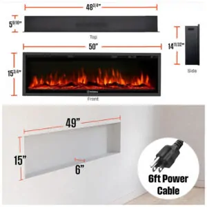 Lareira Elétrica Westinghouse 127x40cm 1500W WiFi Alexa 144 Cores Embutir 110V