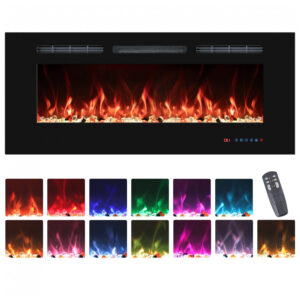 Lareira Elétrica VINEMOUNT 107x45cm 1500W Chamas Multicolor Timer Embutir 110V
