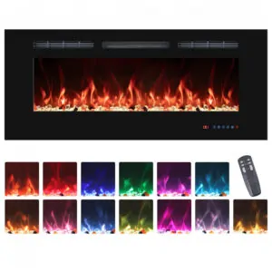 Lareira Elétrica VINEMOUNT 107x45cm 1500W Chamas Multicolor Timer Embutir 110V