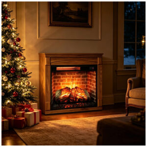 Lareira Elétrica Innoflame 28x61cm 1500W Chamas LED Rodízios Portátil 110V