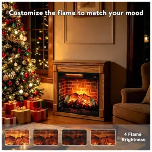 Lareira Elétrica Innoflame 28x61cm 1500W Chamas LED Rodízios Portátil 110V