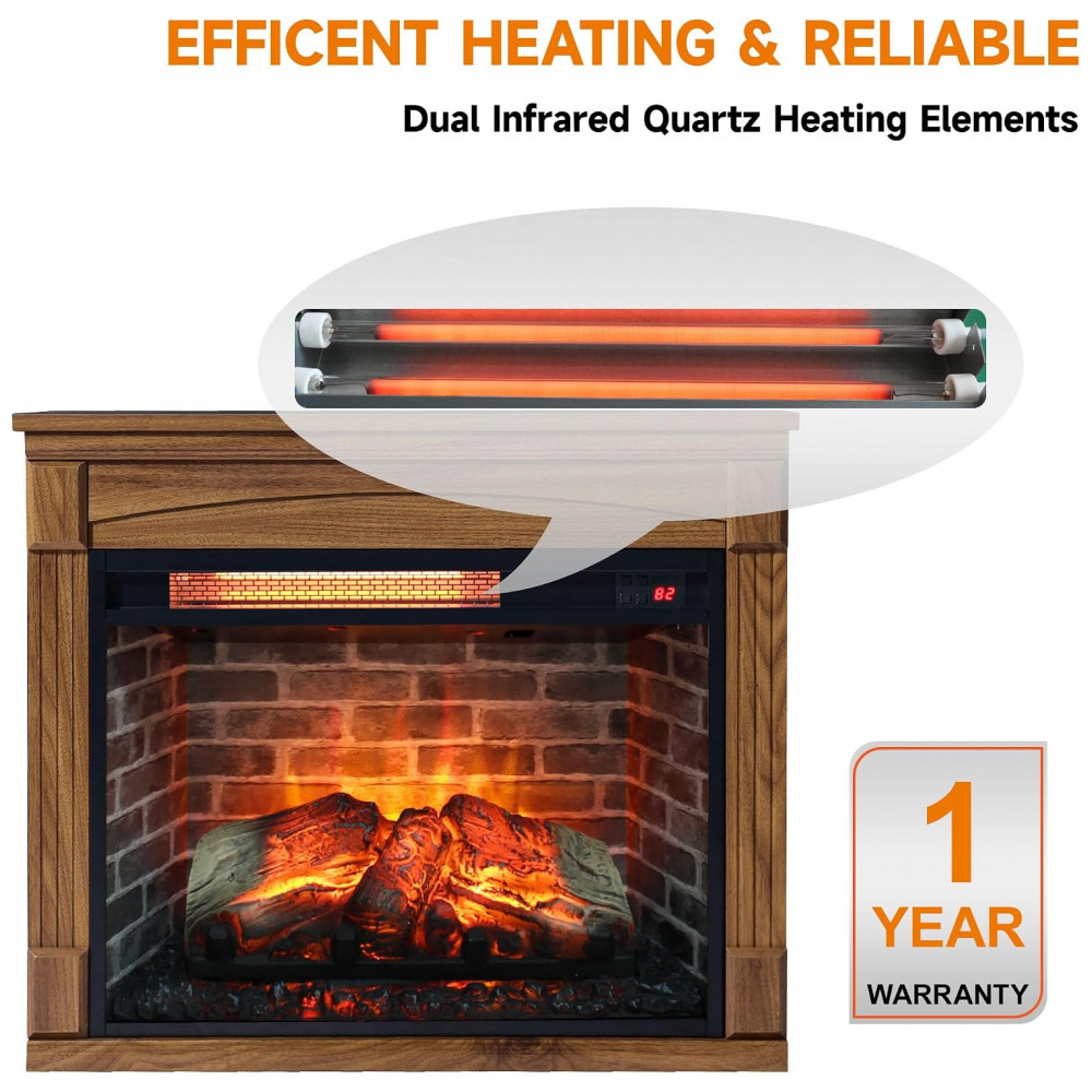 Lareira Elétrica Innoflame 28x61cm 1500W Chamas LED Rodízios Portátil 110V