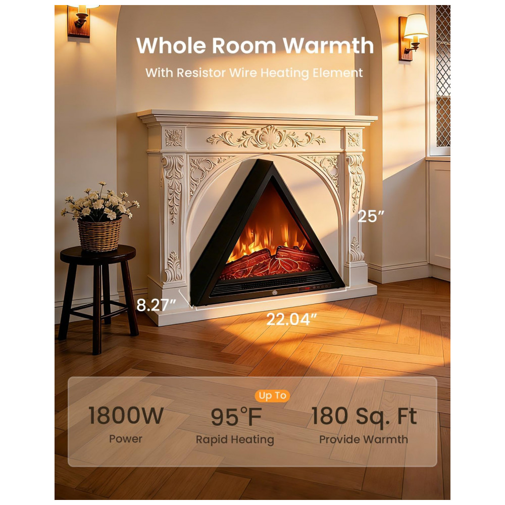 Lareira Elétrica AIRMATE 64x20x56cm 1500W Triangular Chamas Multicolor 110V