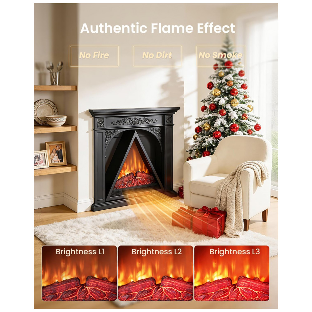 Lareira Elétrica AIRMATE 64x20x56cm 1500W Triangular Chamas Multicolor 110V
