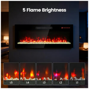 Lareira Elétrica Innoflame 107x41cm 1400W 16 Cores Chamas Embutir 110V