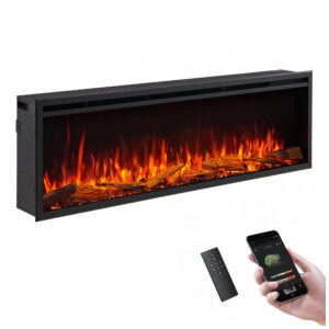 Lareira Elétrica Recessed Parede Smart LegendFlame Preta EF354A 120V largura 152 cm x altura 48 cm