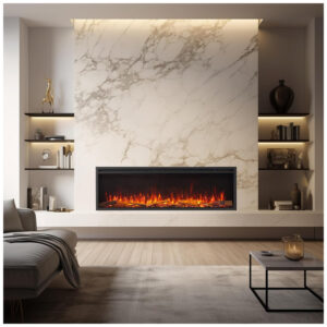 Lareira Elétrica Recessed Parede Smart LegendFlame Preta EF354A 120V largura 152 cm x altura 48 cm
