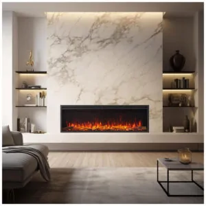 Lareira Elétrica Recessed Parede Smart LegendFlame Preta EF354A 120V largura 152 cm x altura 48 cm