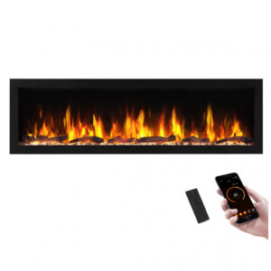 Lareira Elétrica PuraFlame 152x45cm 1500W WiFi Alexa 9 Cores LED Embutir 110V