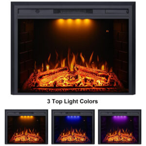 Lareira Elétrica Valuxhome 127x70cm 1500W Chamas LED Som Crepitar Embutir 110V