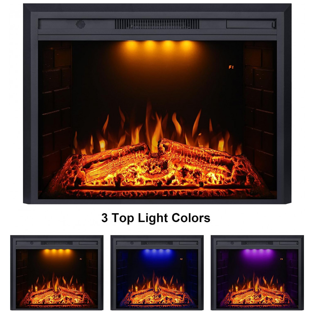Lareira Elétrica Valuxhome 127x70cm 1500W Chamas LED Som Crepitar Embutir 110V