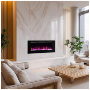 Lareira Elétrica Dreamflame 114x55cm 1500W Chamas 3 Cores LCD Embutir 110V
