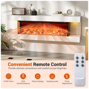 Lareira Elétrica SIMOE 127x42cm 1500W 3 Faces Chamas 12 Cores Parede 110V