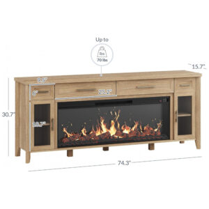 Rack TV Lareira Elétrica BELLEZE 189x78cm 1400W Chamas LED Rústico 110V
