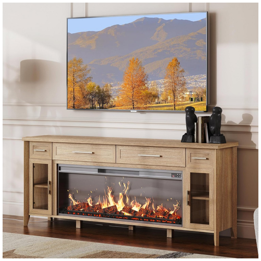Rack TV Lareira Elétrica BELLEZE 189x78cm 1400W Chamas LED Rústico 110V