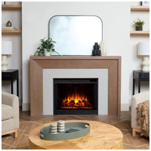 Lareira Elétrica Real Flame 161x107cm 1500W Chamas LED Madeira Portátil 110V