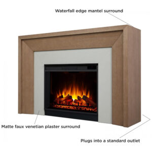 Lareira Elétrica Real Flame 161x107cm 1500W Chamas LED Madeira Portátil 110V