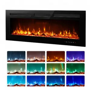 Lareira Elétrica EUHOMY XEFL 50 de Embutir e Parede 127 cm 50 750 1500 W Efeito Chama LED Uso Interno