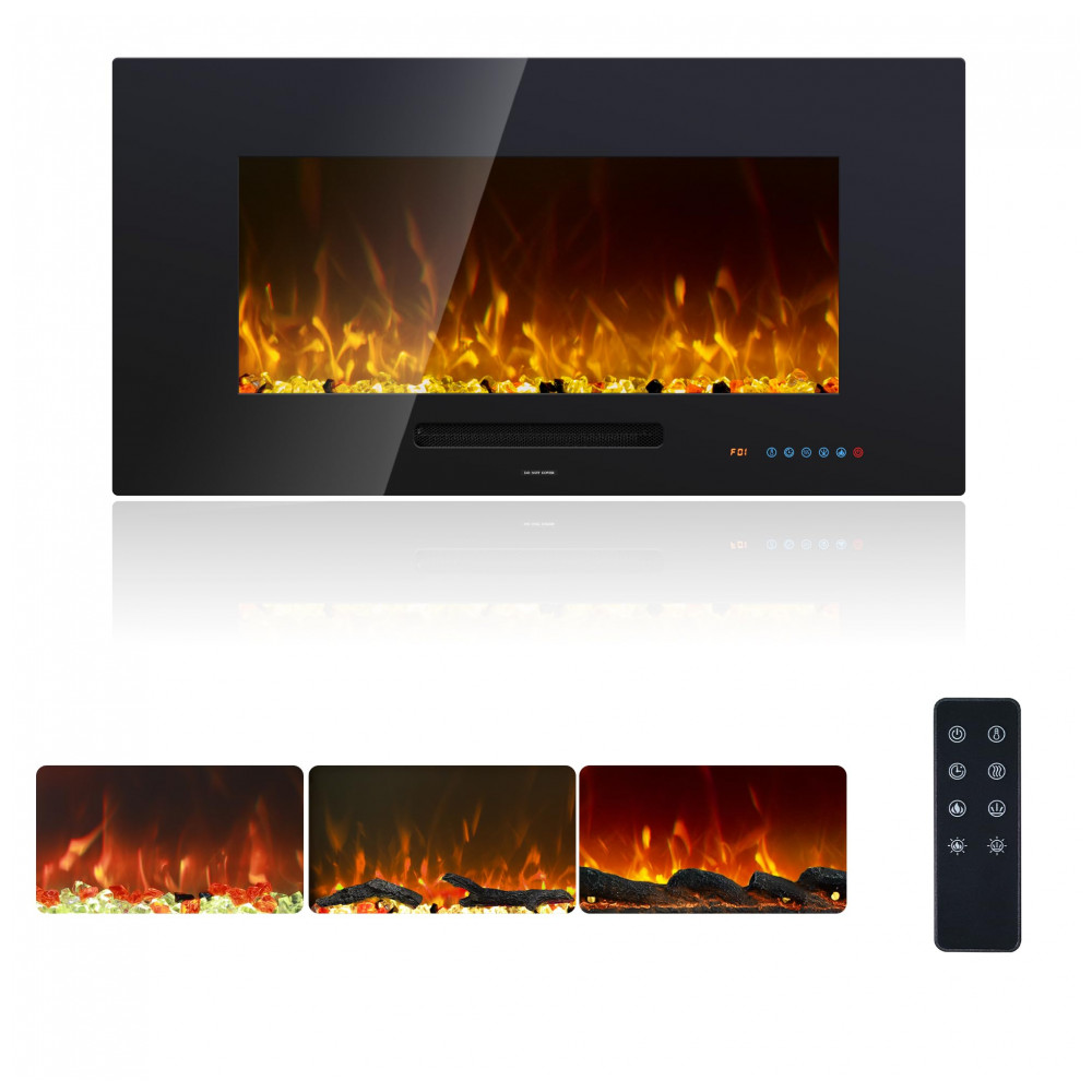 Lareira Elétrica Oxhark Flame 91x44cm 1500W Chamas 13 Cores Touch Embutir 110V
