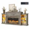 Rack TV Lareira Elétrica Hlivelood 216x95cm 1500W Chamas LED Farmhouse 110V