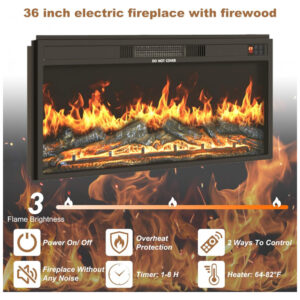 Rack TV Lareira Elétrica Hlivelood 216x95cm 1500W Chamas LED Farmhouse 110V