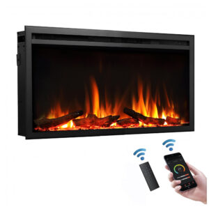 Lareira Elétrica de Embutir na Parede LegendFlame Preta 750W 1500W 120V 84 cm largura x 48 cm altura