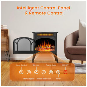 Lareira Elétrica Electactic 41x52cm 1500W Chamas 3D LED 4 Cores Portátil 110V