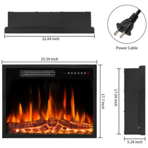 Lareira Elétrica Tornivk 58x46cm 1500W Chamas LED Multicoloridas Embutir 110V