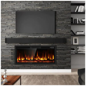 Lareira Elétrica BREEZEHEAT 107x46cm 1500W Chamas LED 12 Cores Embutir 110V
